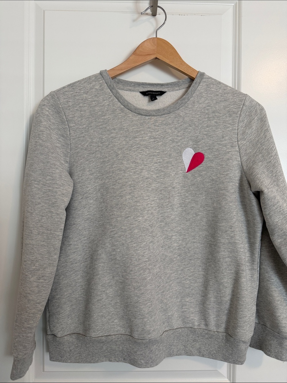 Banana Republic Gray Sweatshirt with Pink & White Heart Patch